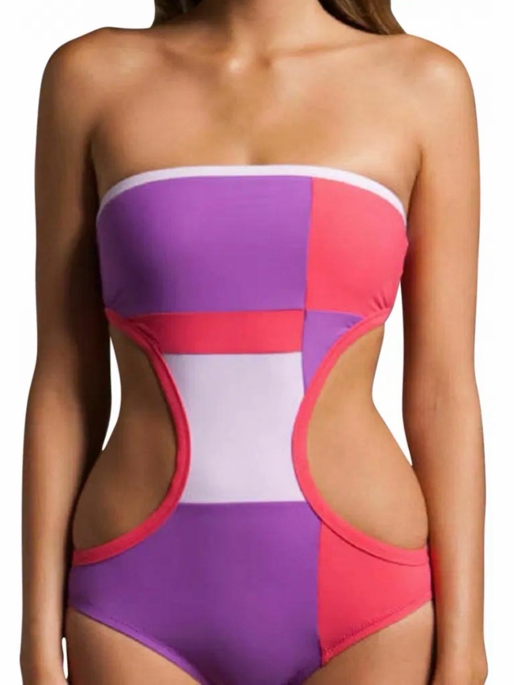 Nwt Marc Jacobs Simone 1PC Pea Purple color bloc Swimsuit Size S